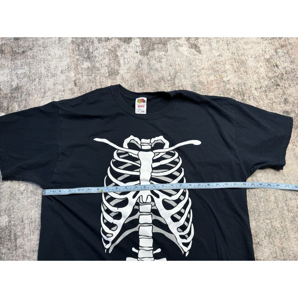 Vintage Skeleton Chest Shirt Black Faded Anatomy Bones Glow In Dark 90s Misfits - Picture 5 of 6